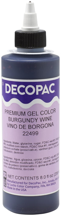 DECOPAC Premium Gel Food Color, Edible Coloring For Use with Buttercream or Whipped Icing, Fondant & Piping Gel, Highly Concentrated Gel, 8oz - Burgundy