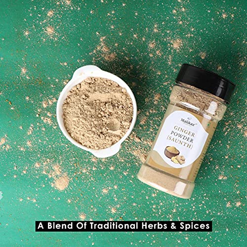 Malikaz' The Royale Taste Ginger Powder (Saunth Powder) Jar, 90 g | Aromatic | 100% Natural | No Additives | Easy to use in masalas for Gravies, curries, marinades, stews etc |
