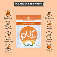 PUR Mints | Sugar Free Mints | 100% Xylitol | Vegan, Aspartame Free, Gluten Free & Keto Friendly | Natural Tangerine Tango Flavored Mints, 20 Pieces (Pack of 3)