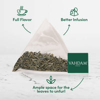 VAHDAM, Organic Green Tea Leaves from Himalayas (15 Pyramid Tea Bags) Non-GMO, USDA Organic Green Tea | Detox Tea Loose Leaf Tea Bag | Eco-Conscious Tea Bags, Rich in Antioxidants