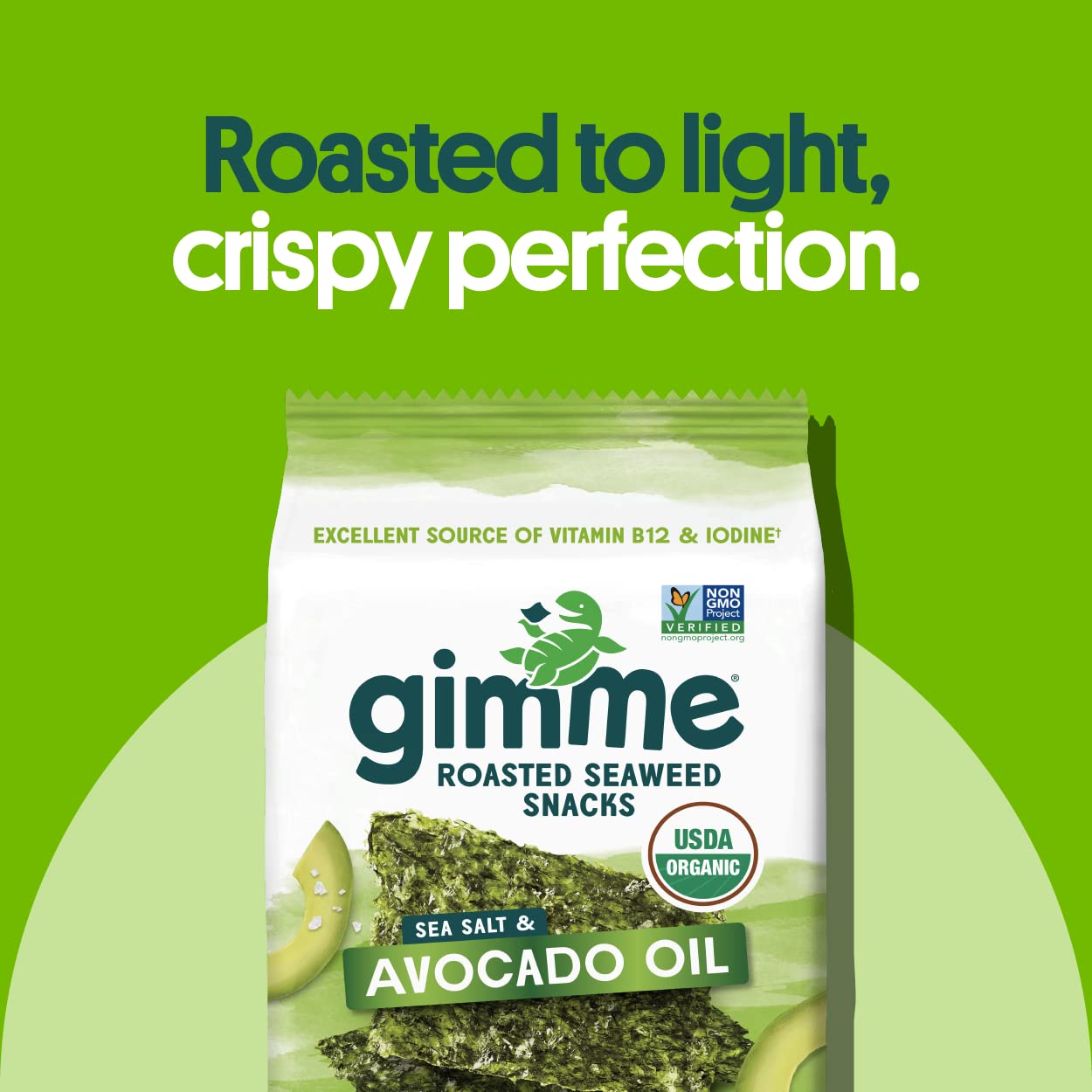 gimMe - Sea Salt & Avocado Oil - 20 Count - Organic Roasted Seaweed Sheets - Keto, Vegan, Gluten Free - Great Source of Iodine & Omega 3s - Healthy On-The-Go Snack for Kids & Adults