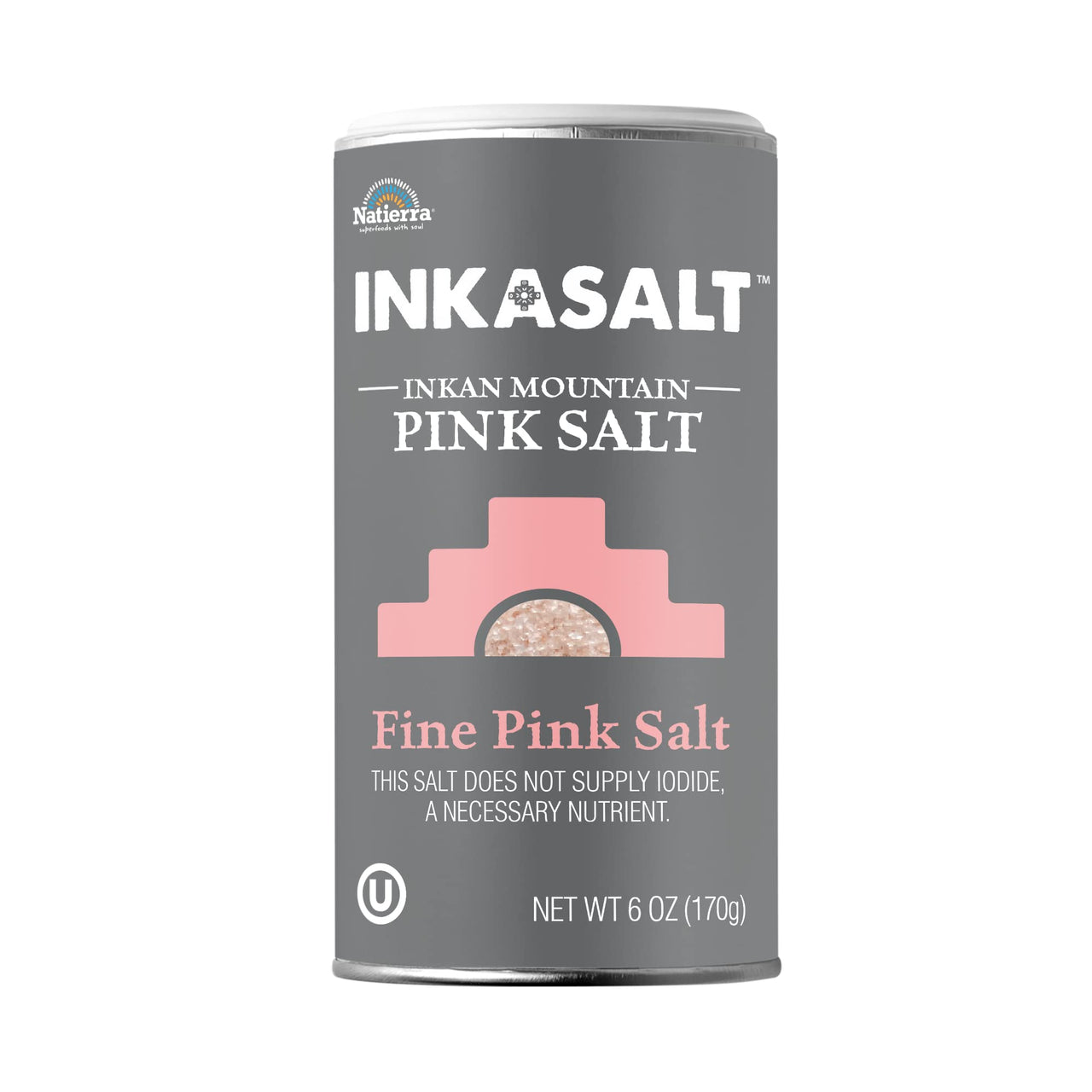 NATIERRA Himalania Fine InkaSalt Pink Salt Shaker | Unrefined & Non-GMO | 6 Ounce
