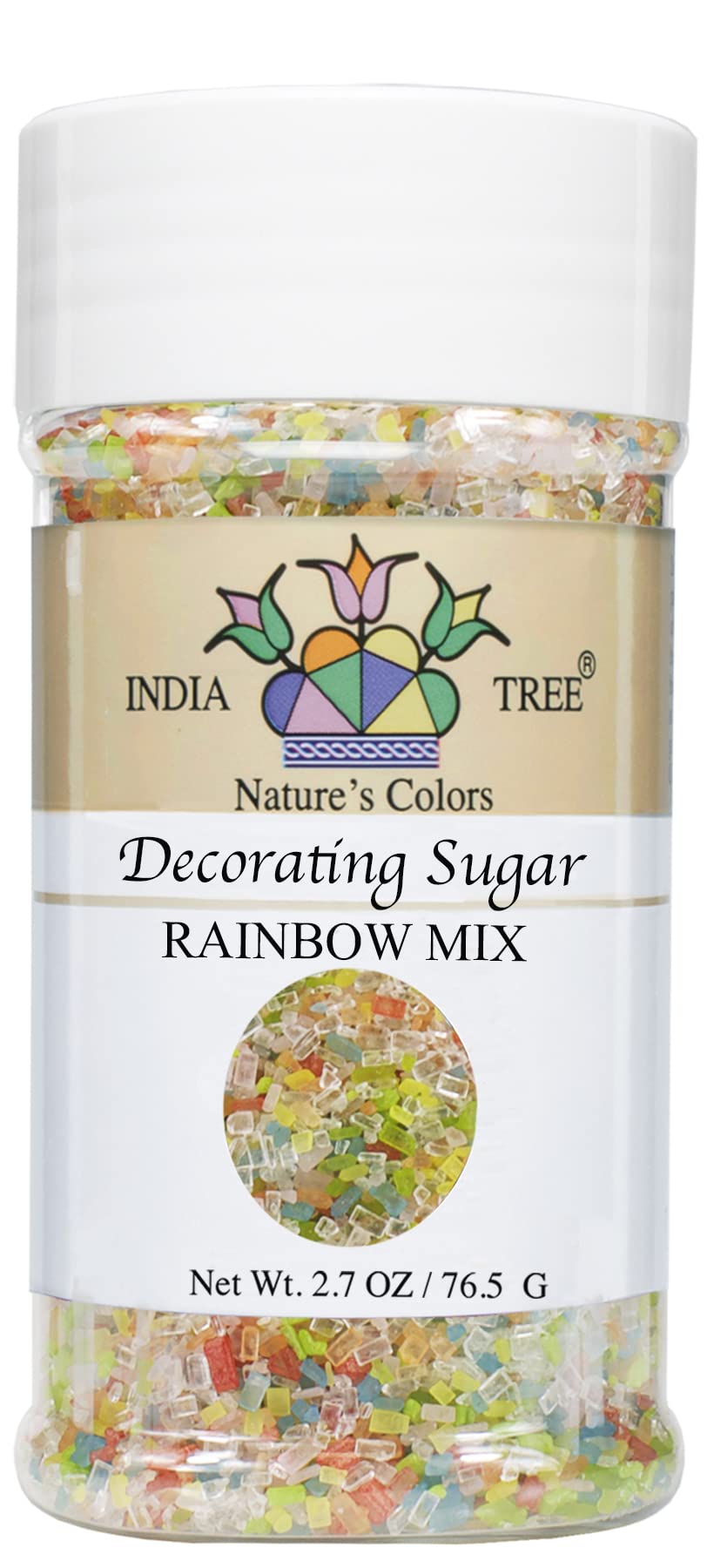 India Tree Nature's  Colors Rainbow Mix Decorating Sugar, 3.3 Ounce