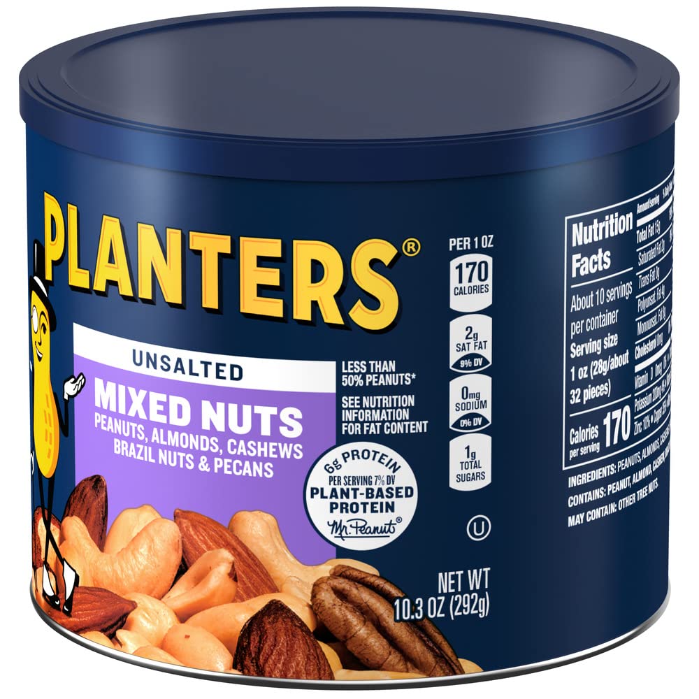 Planters Unsalted Roasted Mixed Nuts (10.3 oz Can)