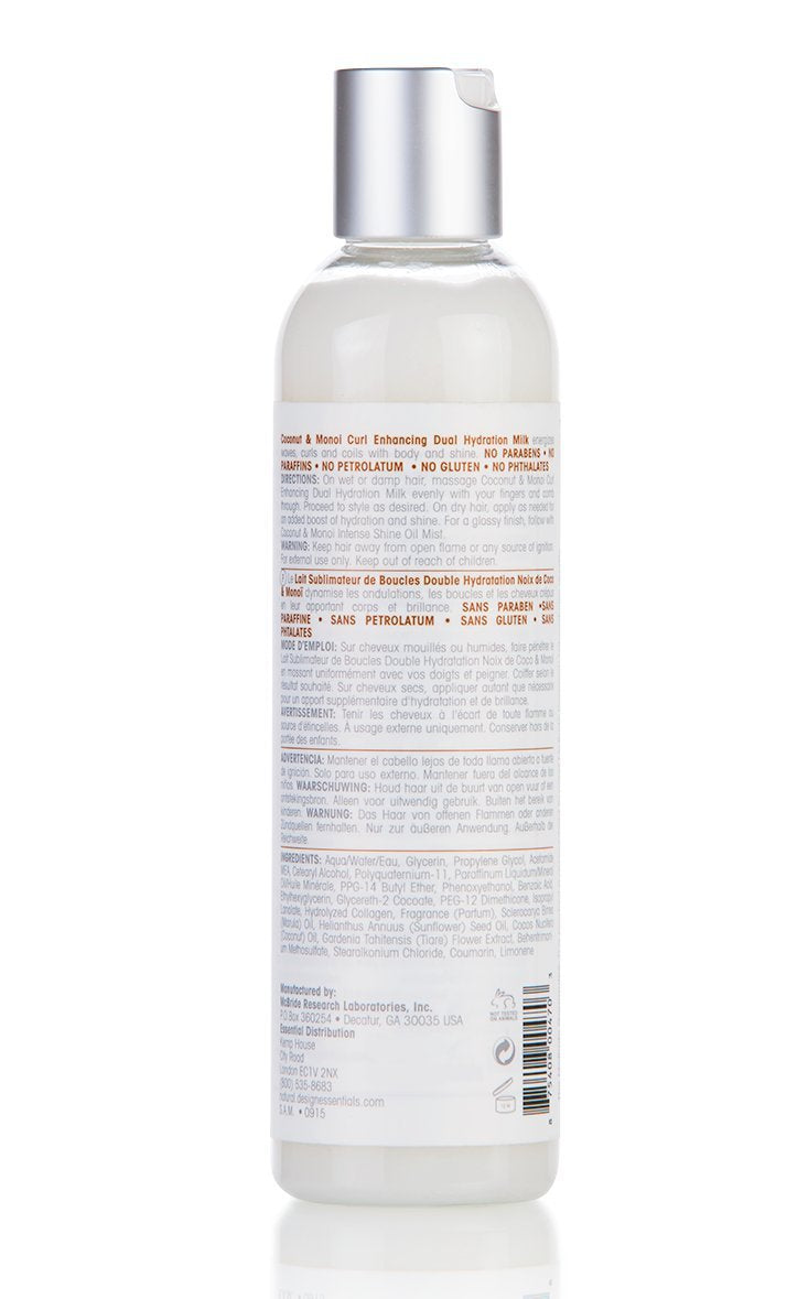 Design Essentials Curl Enhancing Dual Hydration Milk With Sunflower & Marula Oil - Coconut & Monoi Collection - 8 Oz