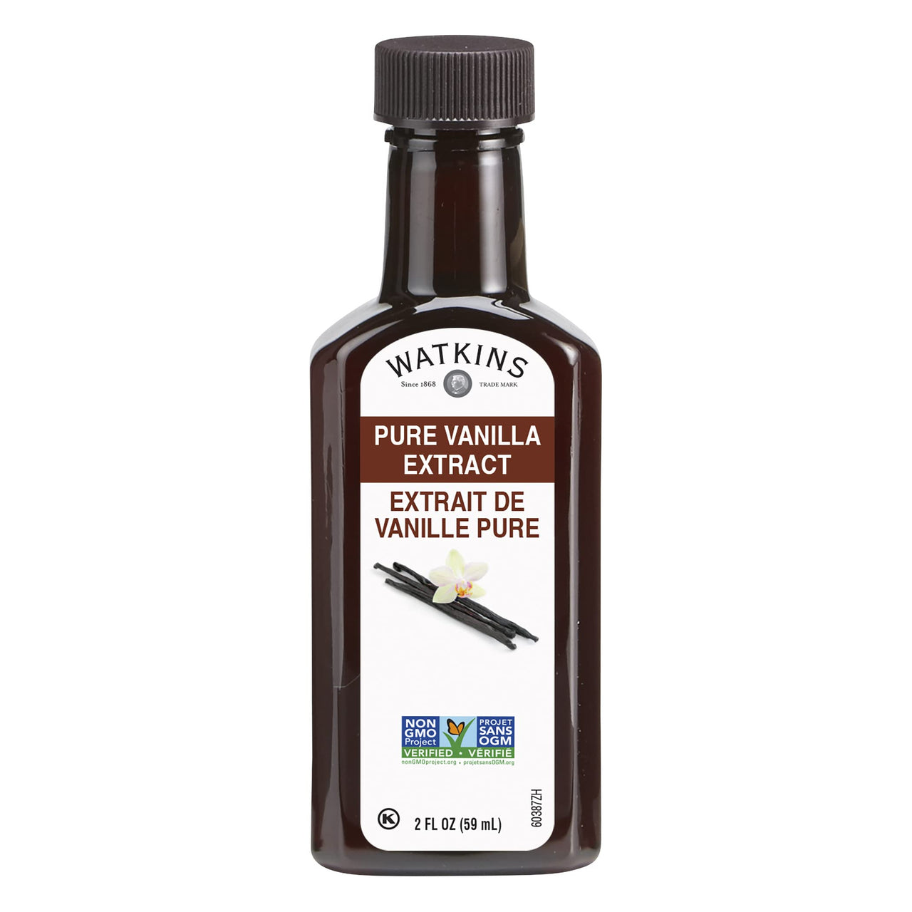 Watkins Pure Vanilla Extract, with Madagascar Vanilla Beans, Non-GMO, Kosher, 2 oz. Bottle, 1-Pack