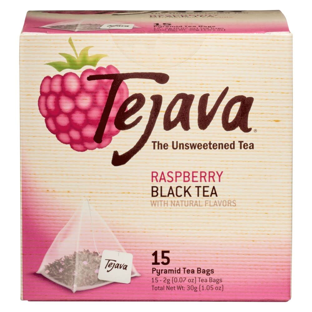 Tejava Biodegradable Black Tea Bags, Raspberry, 30 Pack, Unsweetened, Non-GMO, Kosher, No Sugar or Sweeteners, No calories, No Preservatives, Can Be Enjoyed Hot or Cold.