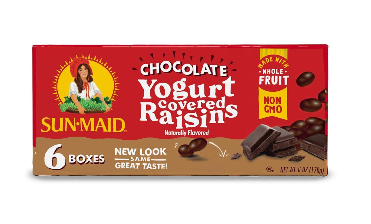 Sun-Maid | Yogurt Covered Raisin Snacks | Chocolate | 1 Ounce Snack-Size For Kids (6 Total)
