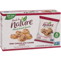 Back to Nature Non-GMO Cookies, Mini Chocolate Chunk, 1.25 Ounce Grab & Go Bags, 6 Count