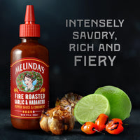 Melindas Fire Roasted Garlic & Habanero Hot Sauce - Craft Hot Sauce with Slow Roasted Garlic, Roasted Habanero Peppers, Lime Juice - Richy & Smoky Habanero Hot Sauce 12oz, 1 Pack
