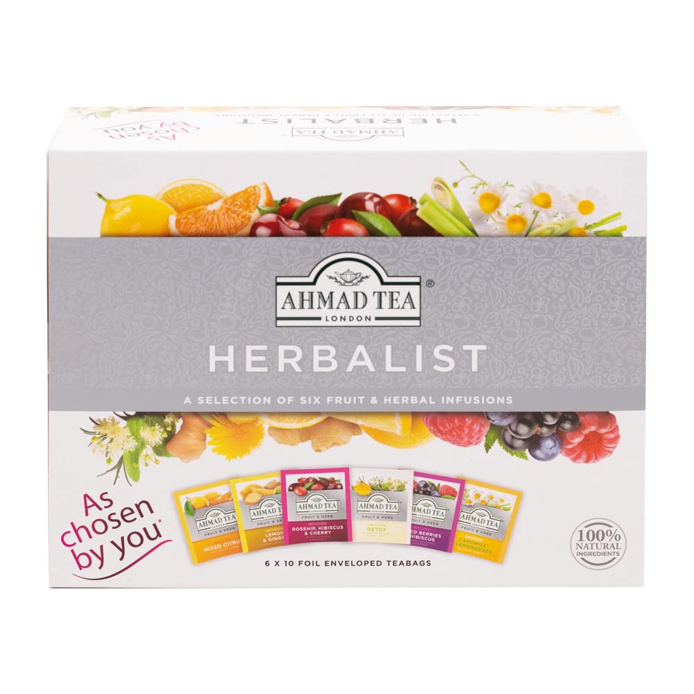 Ammad Tea Herbal Tea,Herbalist Variety Gift Box, 60 Foil Teabags - Decaffeinated and Sugar-Free