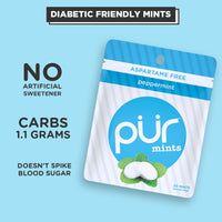 PUR Mints | Sugar Free Mints | 100% Xylitol | Vegan, Aspartame Free, Gluten Free & Keto Friendly | Natural Peppermint Flavored Mints, 20 Pieces (Pack of 12)