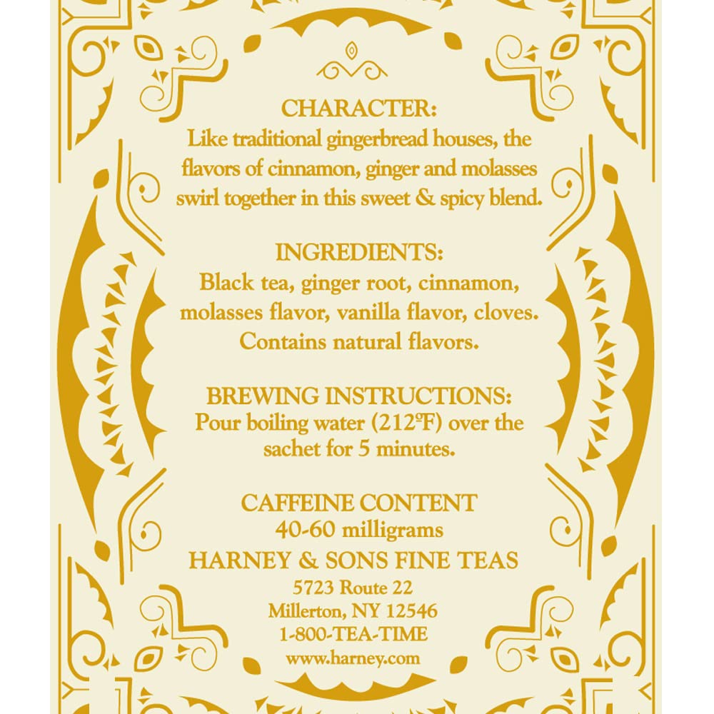 Harney & Sons Gingerbread Tea, 30 Sachets of Gingerbread Festival, a Black Tea with Ginger & Cinnamon