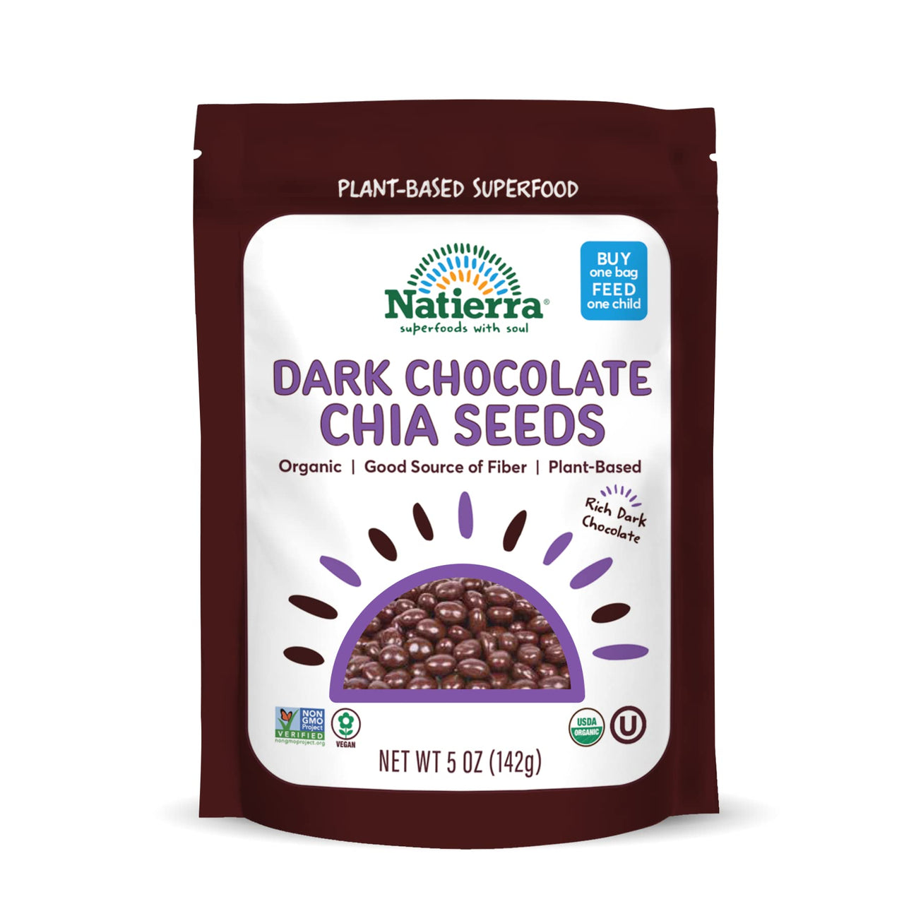 NATIERRAHimalania Organic Dark Chocolate-Covered Chia Seeds | Non-GMO & Vegan | 5 Ounce