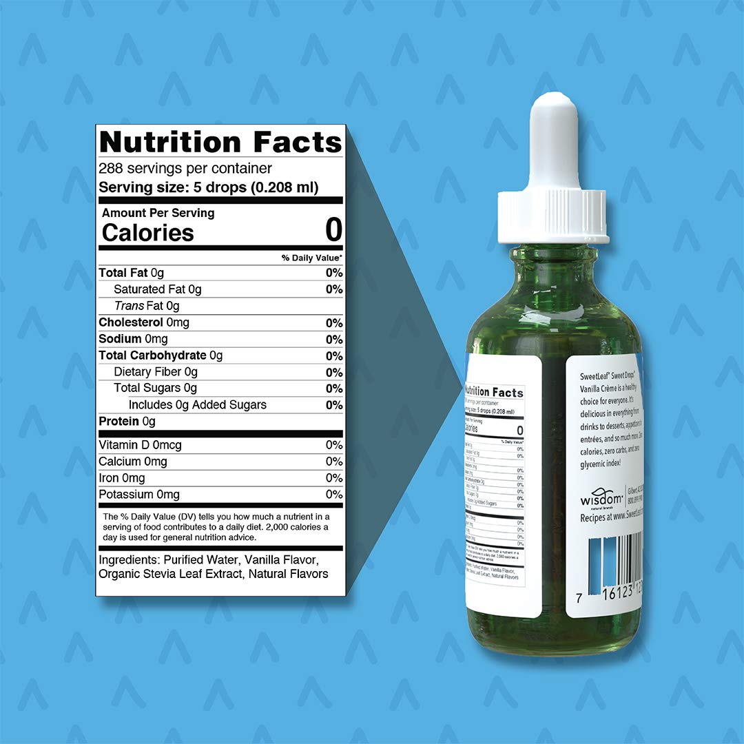 SweetLeaf Organic Sweet Drops English Toffee Flavored Stevia Sweetener, 2 Oz & Sweet Drops Liquid Stevia Sweetener, Vanilla Creme, 2 Ounce