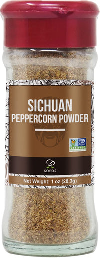 Soeos Sichuan Peppercorn Powder 1oz (28.3g), Non-GMO Verified, Szechuan Peppercorn Powder, Ground Sichuan Green Peppercorns, Green Sichuan Peppercorn Powder, Mapo Tofu Essential Ingredient.