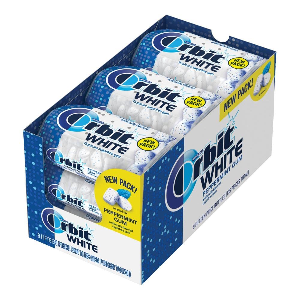 ORBIT White Peppermint Sugar Free Chewing Gum, 15 Count (9 Pack)