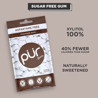 PUR Gum | Sugar Free Chewing Gum | 100% Xylitol | Vegan, Aspartame Free, Gluten Free & Keto Friendly | Natural Chocolate Mint Flavored Gum, 55 Pieces (Pack of 3)