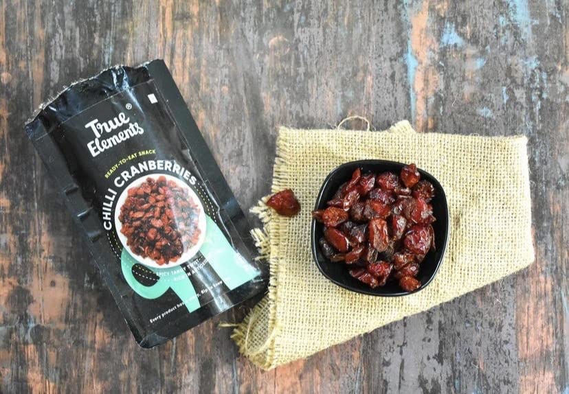 True Elements Chilli Cranberries 125g - Antioxidant Rich Berries, Cranberry Dry Fruit