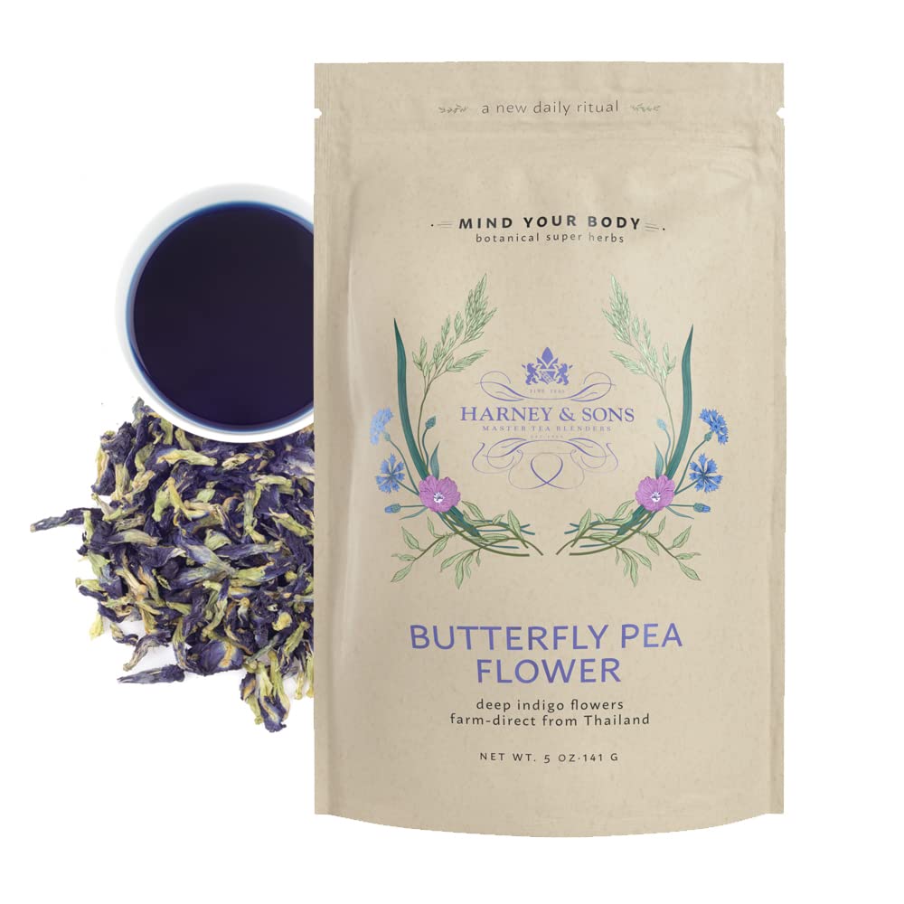 Harney & Sons Butterfly Pea Flower Tea, 5oz Bag of Bright Blue Dried Butterfly Flower from Thailand