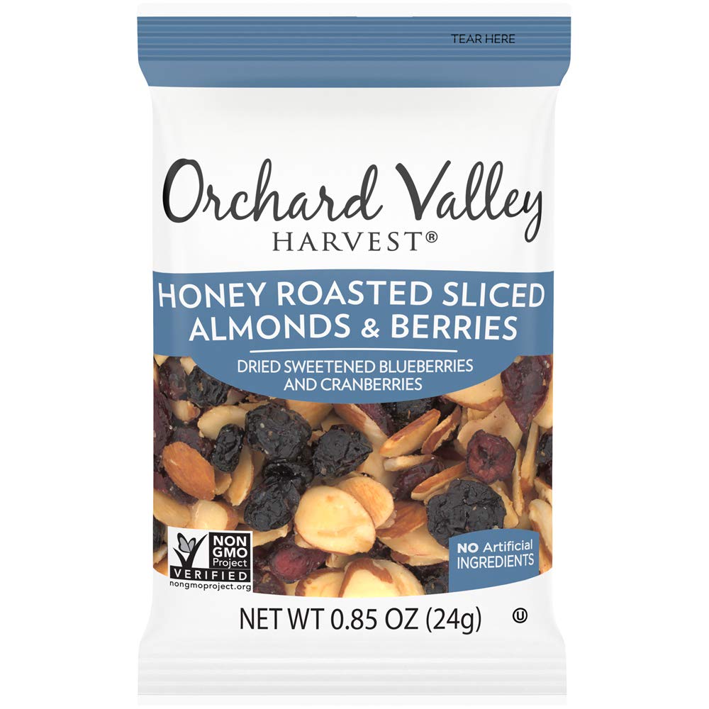 Orchard Valley Harvest Honey Roasted Sliced Almonds and Berries Salad Toppers, 0.85 Ounce Bags (Pack of 8), Non-GMO, No Artificial Ingredients
