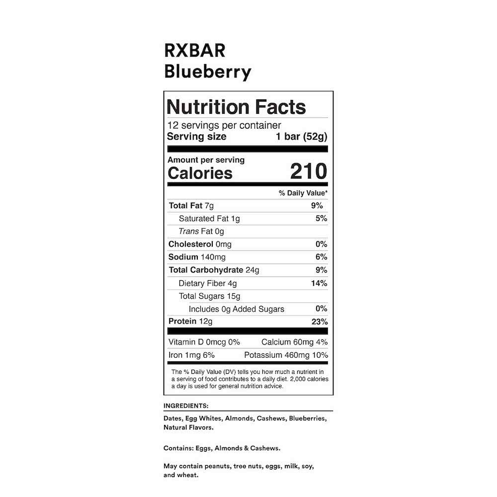 RXBAR Blueberry, Protein Bar, High Protein Snack, Gluten Free ,Pack of 24