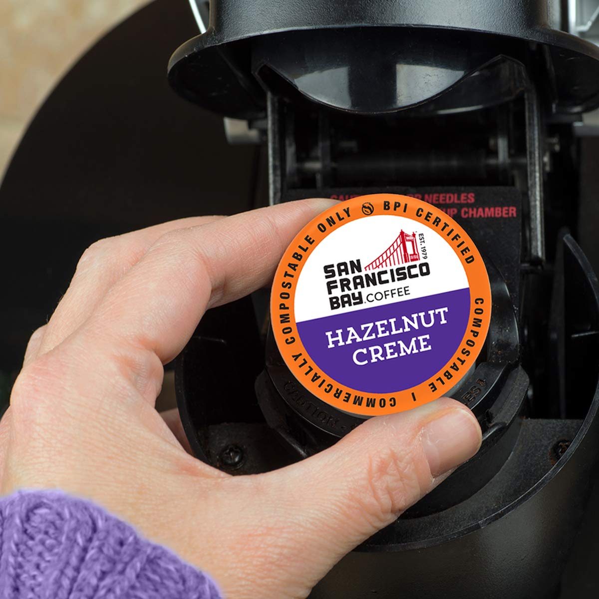 San Francisco Bay Compostable Coffee Pods - Hazelnut Crme (12 Ct) K Cup Compatible including Keurig 2.0, Flavored, Medium Roast