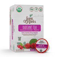 Super Organics Radiant Green Tea with Superfoods and Probiotics (Keurig K-Cup Compatible) 10ct Single Serve Cups (Organic) (13356)