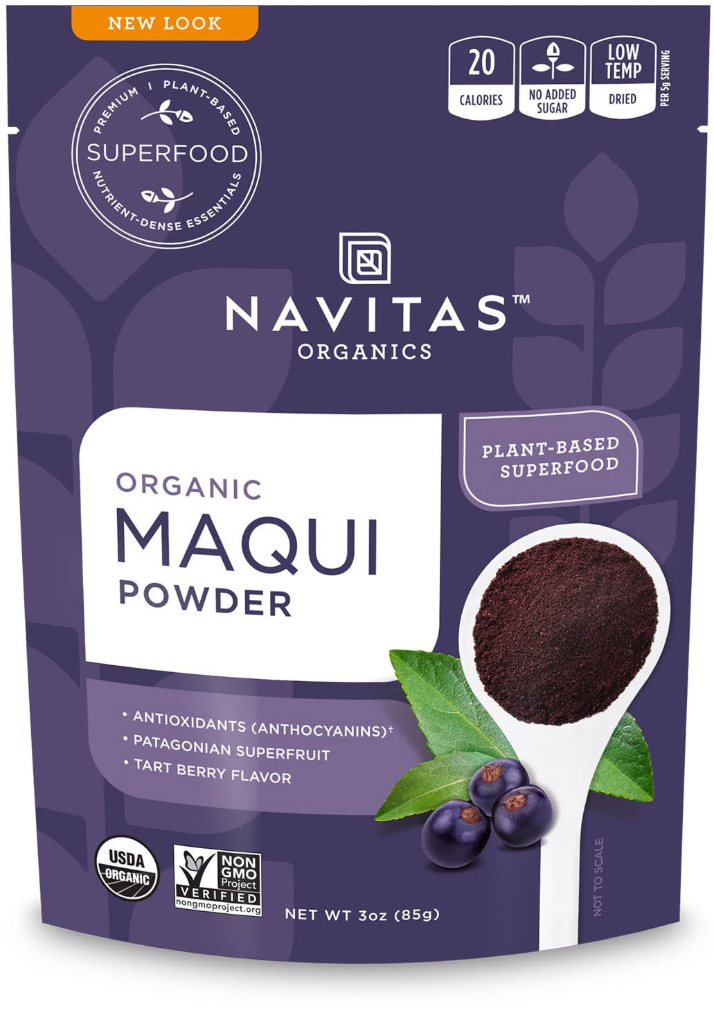 Navitas Organics Maqui Powder, 3 oz. Pouch, 17 Servings  Organic, Non-GMO, Freeze-Dried, Gluten-Free