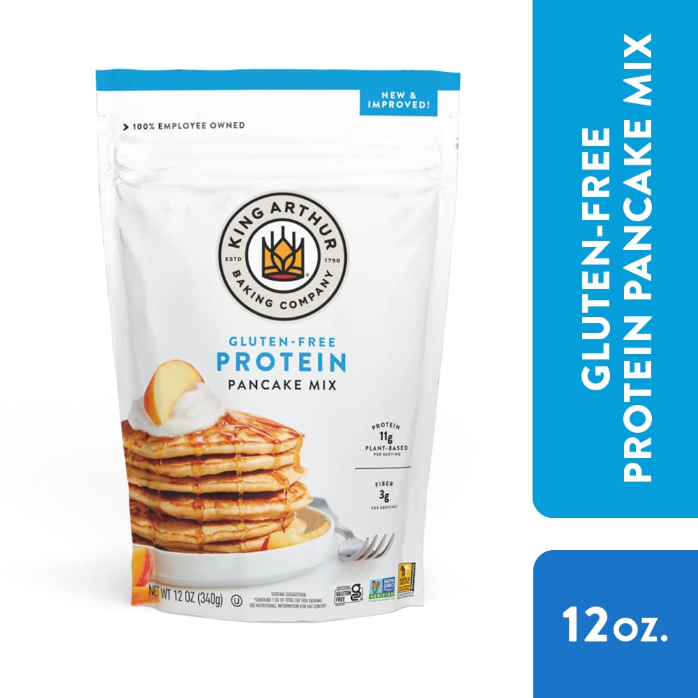 King Arthur Flour Gluten Free Protein Pancake Mix, Non-GMO Project Verified, No Sugar Added, Non-Dairy, 12 Oz