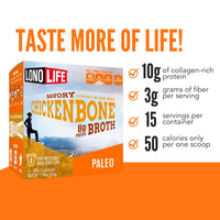 LonoLife - Chicken Bone Broth Single Serve Cups - 8g Collagen Protein - Grass-Fed, Gluten-Free - Keto & Paleo Friendly - 4 count