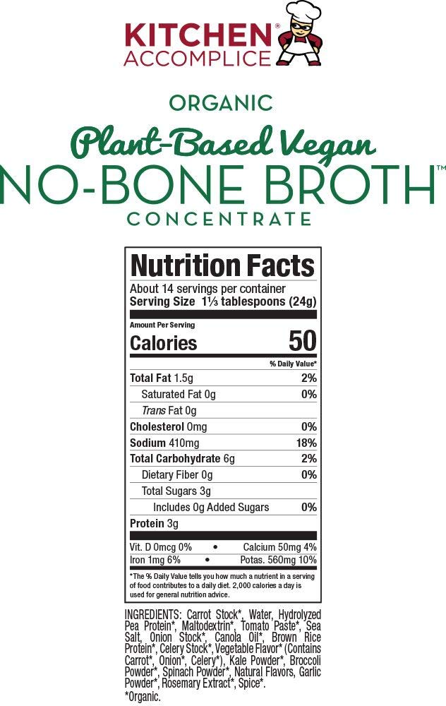 Kitchen Accomplice Organic Plant-based Vegan No-bone Broth Concentrate, 12 Oz