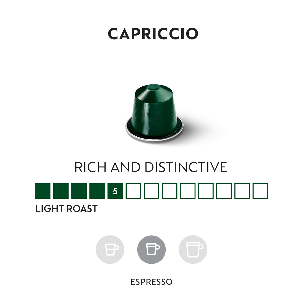 Nespresso Capsules OriginalLine, Capriccio, Medium Roast Espresso Coffee, 50 Count Coffee Pods, Brews 1.35oz (ORIGINAL LINE ONLY)