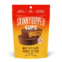 SkinnyDipped Milk Chocolate Peanut Butter Cups, 4g Sugar, Low Sugar, No Palm Oil, Gluten Free, 3.2oz Bag, 4 Pack (24 Cups Total)