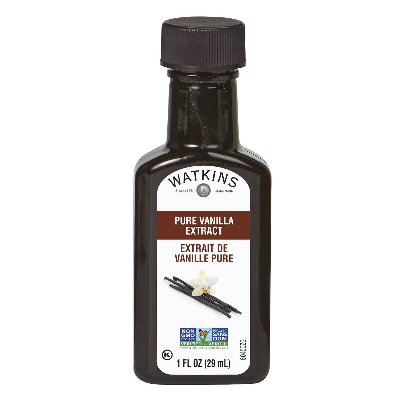 Watkins Pure Vanilla Extract, with Madagascar Vanilla Beans, Non-GMO, Kosher, 1 oz. Bottle, 1-Pack