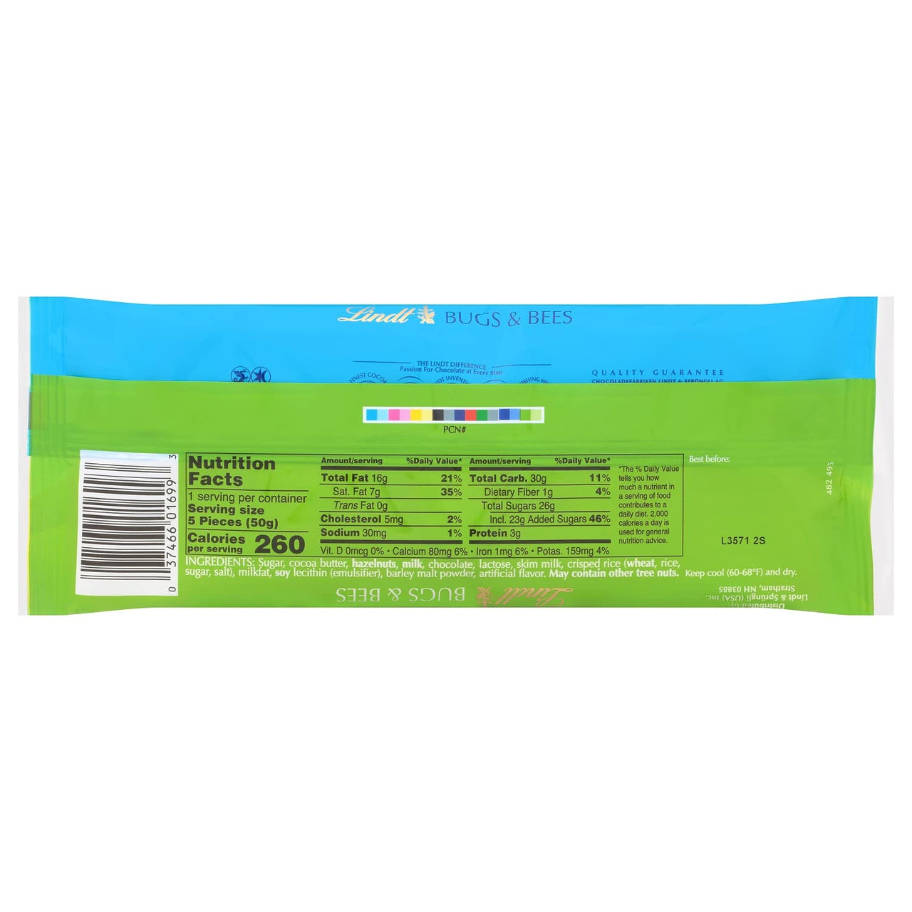 Lindt Bugs & Bees, Milk Chocolate Candy with Hazelnut and Crisp Filling, 1.7 oz. 5-Pack