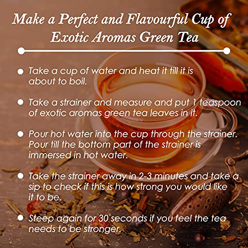 Exotic Aromas Cinnamon and Tulsi Green Tea (50 G, serves 25 cups), 100 % Whole Leaf Green tea with antioxident properties