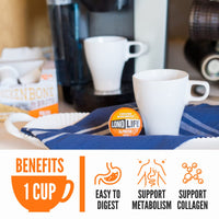 LonoLife - Chicken Bone Broth Single Serve Cups - 8g Collagen Protein - Grass-Fed, Gluten-Free - Keto & Paleo Friendly - 4 count