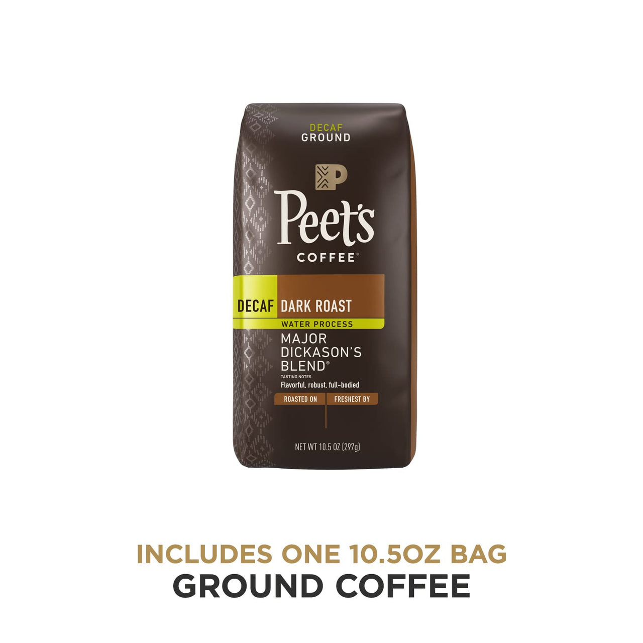 Peet's  Coffee, Dark Roast Decaffeinated Ground Coffee - Decaf Major Dickason's  Blend 10.5 Ounce Bag