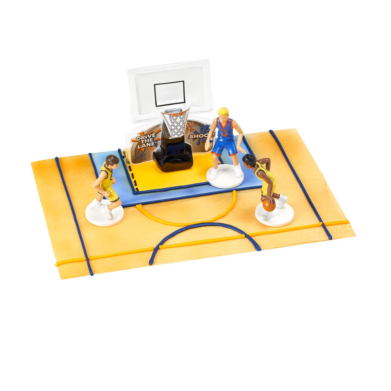DecoSet Basketball All Net Cake Topper, 5-Piece Cake Decoration Set, Birthday Decorations with 3 Figurines and Backboard, For All Size and Shape Celebration, Birthday or End of Season Cake