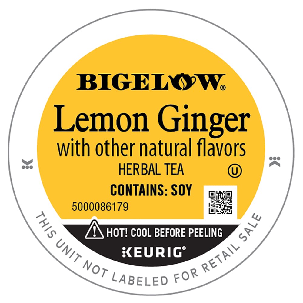 Bigelow Lemon Ginger Keurig K-Cup Pods Herbal Tea, Caffeine Free, 48 Count (Pack Of 1)