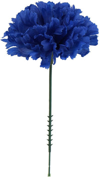 Larksilk Royal Blue Silk Carnation Picks, Artificial Flowers for Weddings, Decorations, DIY Decor, 50 Count Bulk, 3.5