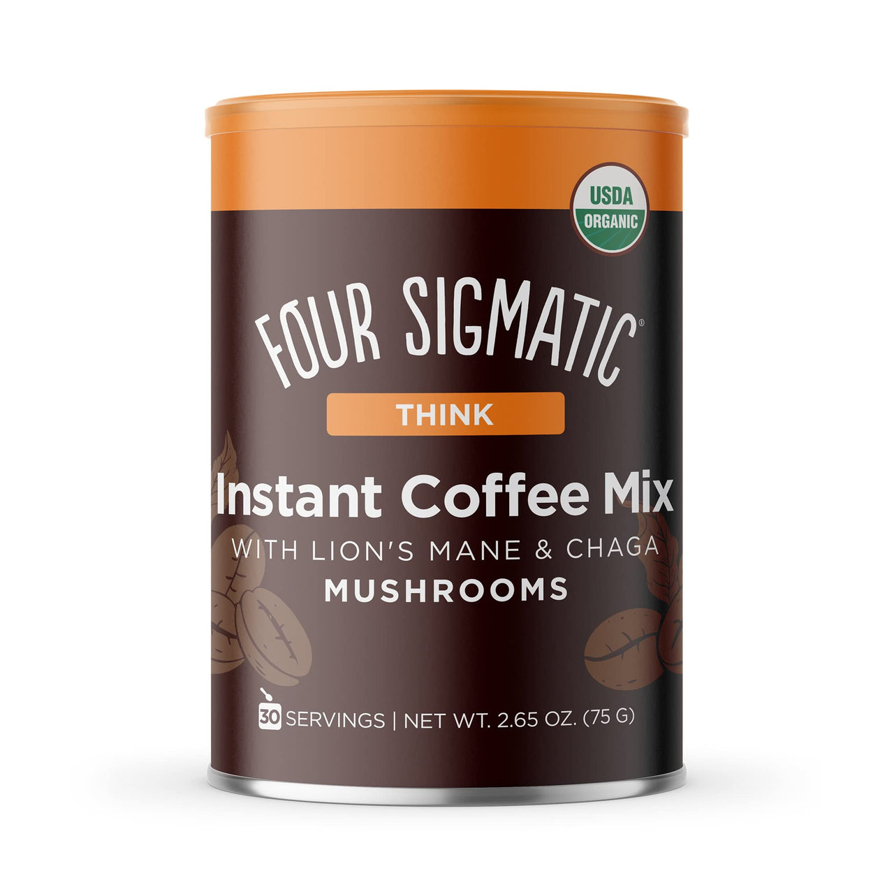 Organic Instant Coffee Powder by Four Sigmatic | Arabica Instant Coffee with Lion's  Mane, Chaga and Rhodiola | Mushroom Coffee Instant Mix for Better Focus and Immune Support | 30 Serving Canister