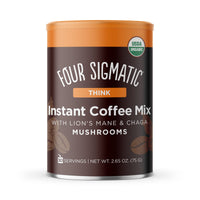 Organic Instant Coffee Powder by Four Sigmatic | Arabica Instant Coffee with Lion's  Mane, Chaga and Rhodiola | Mushroom Coffee Instant Mix for Better Focus and Immune Support | 30 Serving Canister