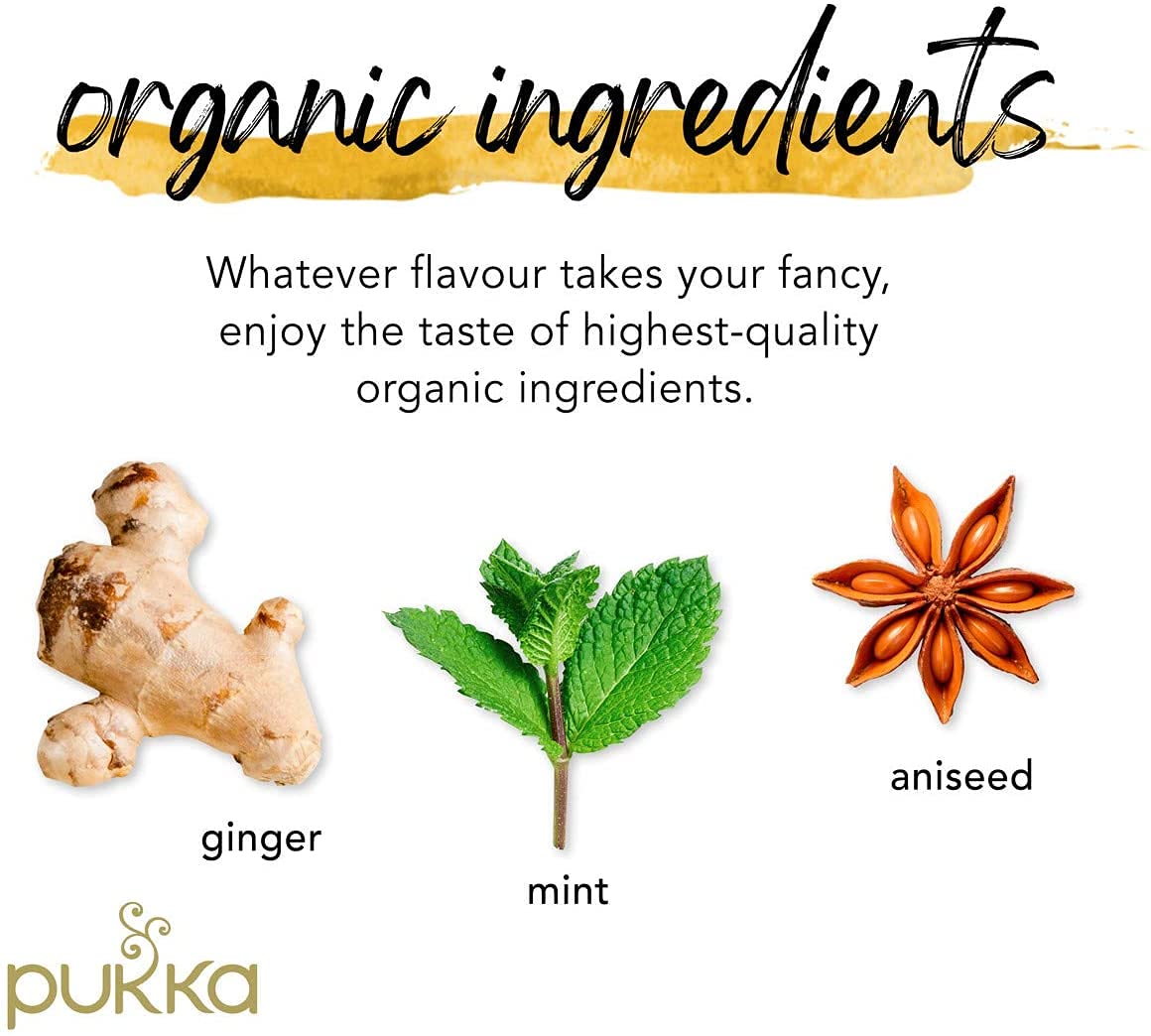 Pukka Organic Tea Bags, Digestion Organic Tea Bundle Herbal Tea with Three Mint, Three Ginger & Detox, 20 Count (Pack of 3)