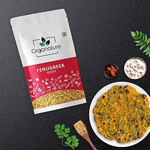 Organature Fresh / Natural Dried Fenugreek Seeds | Whole Methi Dana Seeds | Indian Spices & Masala - Pack of (400 Grams)