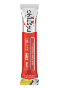 Fasting 16:8 Intermittent Fasting Drink Mix - 0 Sugar - 0 Calories - Fruit Punch Flavor - 18 Stick Packs - Pantry Friendly,Red