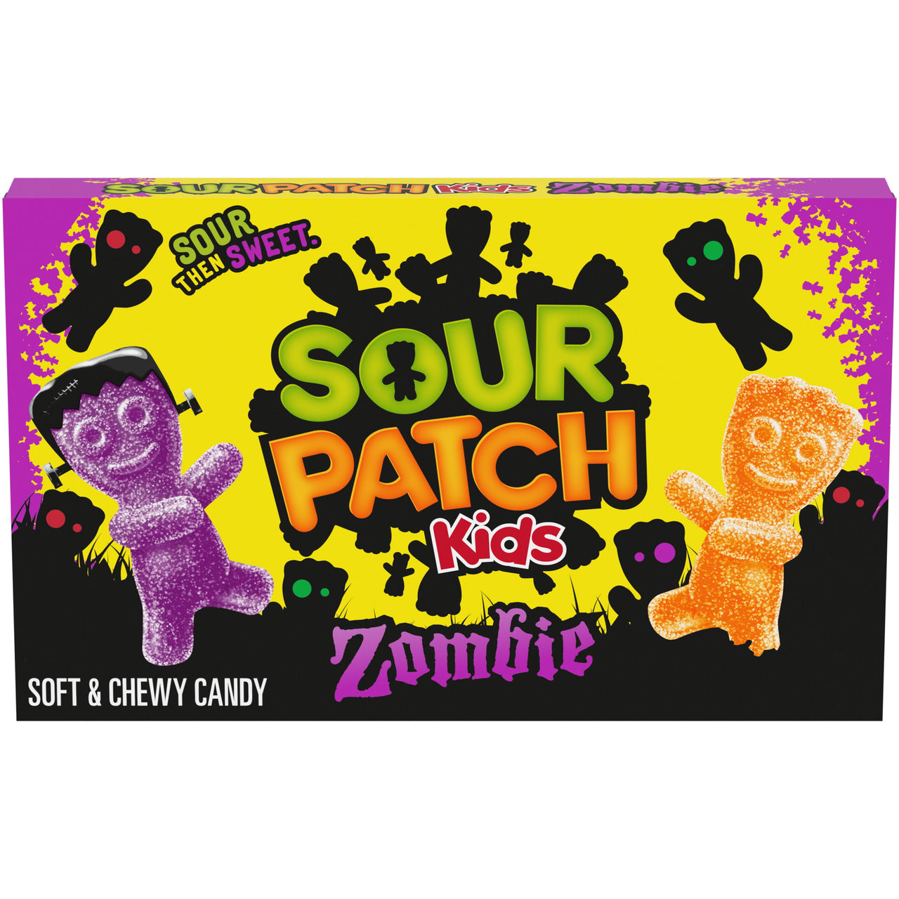 SOUR PATCH KIDS Zombie Orange & Purple Soft & Chewy Halloween Candy, 3.5 oz
