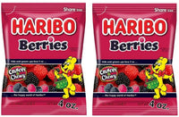 Haribo Gummi Candy, Black and Red Crunchy and Chewy Berries, (2) 4oz bags