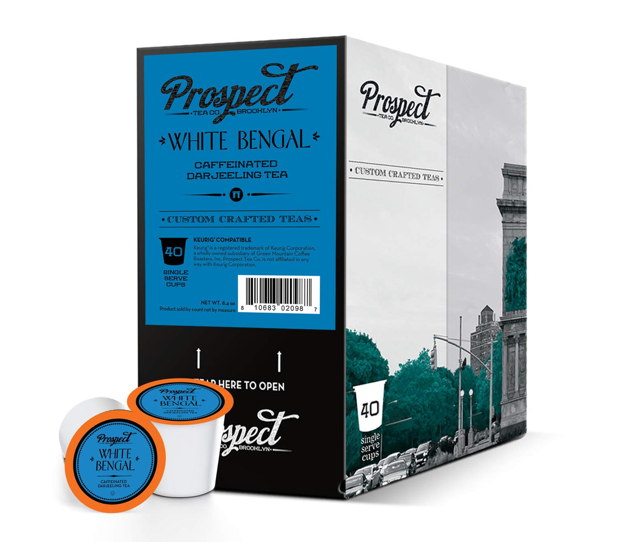 Prospect Tea White Bengal Darjeeling Tea Pods Compatible with K Cup Brewers Including 2.0, 40 Count